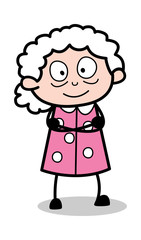 Open-Eyed - Old Cartoon Granny Vector Illustration