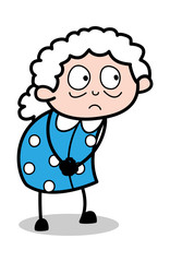 Obraz premium Worried - Old Cartoon Granny Vector Illustration
