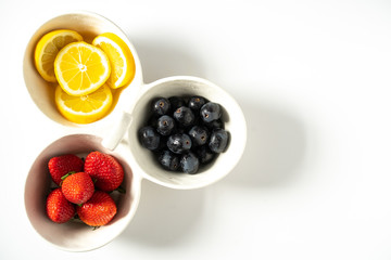 Strawberries, Grapes & Lemons in a Dish
