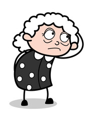 Confused - Old Cartoon Granny Vector Illustration