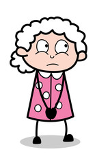 Concerned - Old Cartoon Granny Vector Illustration