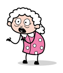 Shocked - Old Cartoon Granny Vector Illustration