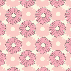 Beautiful Botanical Gerber Daisy Collection. Seamless Repeating Floral Pattern. Tiles perfectly.
