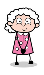 Slightly Smiling - Old Cartoon Granny Vector Illustration