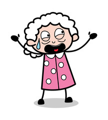 Yelling - Old Cartoon Granny Vector Illustration