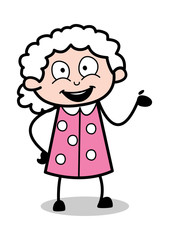 Presenting - Old Cartoon Granny Vector Illustration