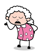 Gesture During Conversation - Old Cartoon Granny Vector Illustration