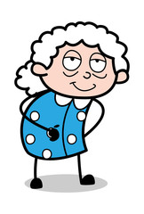 Smiling - Old Cartoon Granny Vector Illustration
