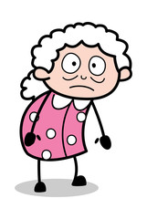 Afraid - Old Cartoon Granny Vector Illustration