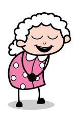 Happy - Old Cartoon Granny Vector Illustration