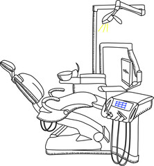 Dentist Chair.  Vector Line drawing