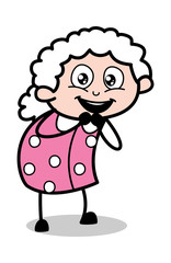 Expectation - Old Cartoon Granny Vector Illustration