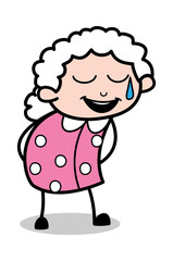 Laughing Expression - Old Cartoon Granny Vector Illustration