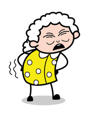 Painful - Old Cartoon Granny Vector Illustration