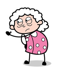 Scolding - Old Cartoon Granny Vector Illustration