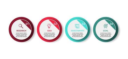 Business data visualization. Process chart. Elements of graph, diagram with 4 steps, options, parts or processes. Vector business template for presentation. Creative concept for infographic