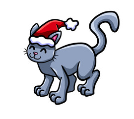 Stylized Happy Christmas Cat