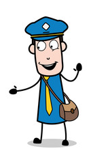 Shake Hand Gesture - Postman Cartoon Courier Guy Vector Illustration