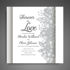 Fototapeta na wymiar Wedding invitation card suite with flower Templates. Vector Illustration
