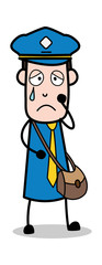 Depressed - Postman Cartoon Courier Guy Vector Illustration