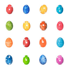 Collection of different decorative Easter eggs isolated on white background