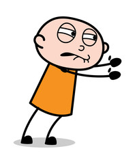 Trying to Push - Cartoon thief criminal Guy Vector Illustration