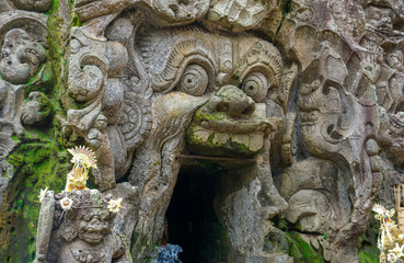 Fototapeta na wymiar Goa Gajah temple entrance. Goa Gajah, or Elephant Cave, is located on the island of Bali near Ubud, in Indonesia