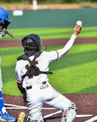 Boys playing in a baseball game
