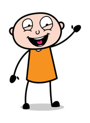 Hello Gesture with Smile - Cartoon thief criminal Guy Vector Illustration