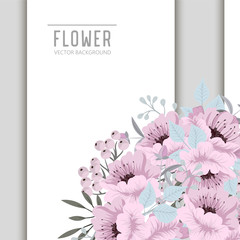 Flowers greeting card template. Vector frame.