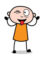 Teasing with Tongue - Cartoon thief criminal Guy Vector Illustration