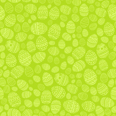 Seamless Background with Easter Eggs on Green Background