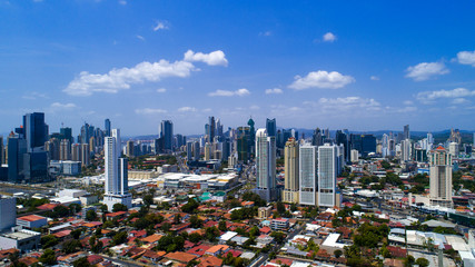 Aerial Vie from Panama City. View from District called San Francisco to the sea