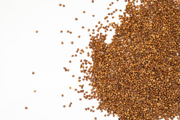 Buckwheat grain isolated on white background close up