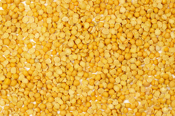 Yellow split peas isolated on white background 