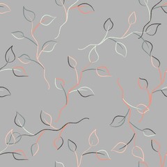 Retro seamless pattern branches, great design for any purposes. White background isolated. Modern texture. Colorful wallpaper vector. Vector design. Colorful nature background. Botanical drawing.