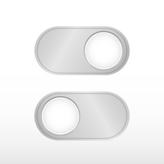 On and off toggle slider. Silver style. Vector illustration