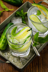 Cucumber Vodka Drink. Selective focus.