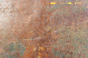 Rusty iron sheet texture in summer
