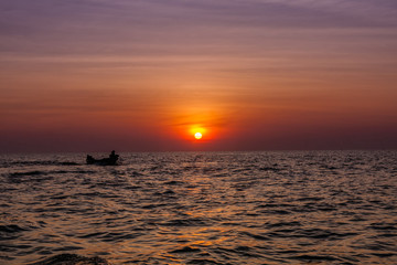 Sunset over Tonle Sap Lake, Cambodia