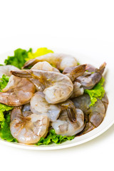 Large Raw Shrimp Isolated on White background. Selective focus.