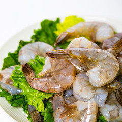 Large Raw Shrimp Isolated on White background. Selective focus.