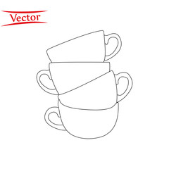 Line of tea and coffee cups. Vector illustration.