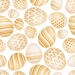 Seamless pattern with golden Easter eggs