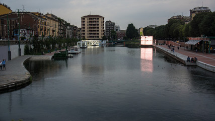 Fototapeta premium navigli in milan at dawn