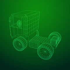 Fototapeta na wymiar Truck or lorry car. Cargo vehicle model wireframe low poly mesh vector illustration