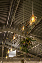 Flowers in the ceiling of wedding / event venue