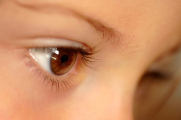 Fototapeta premium Eye of a child looking, close-up, window light
