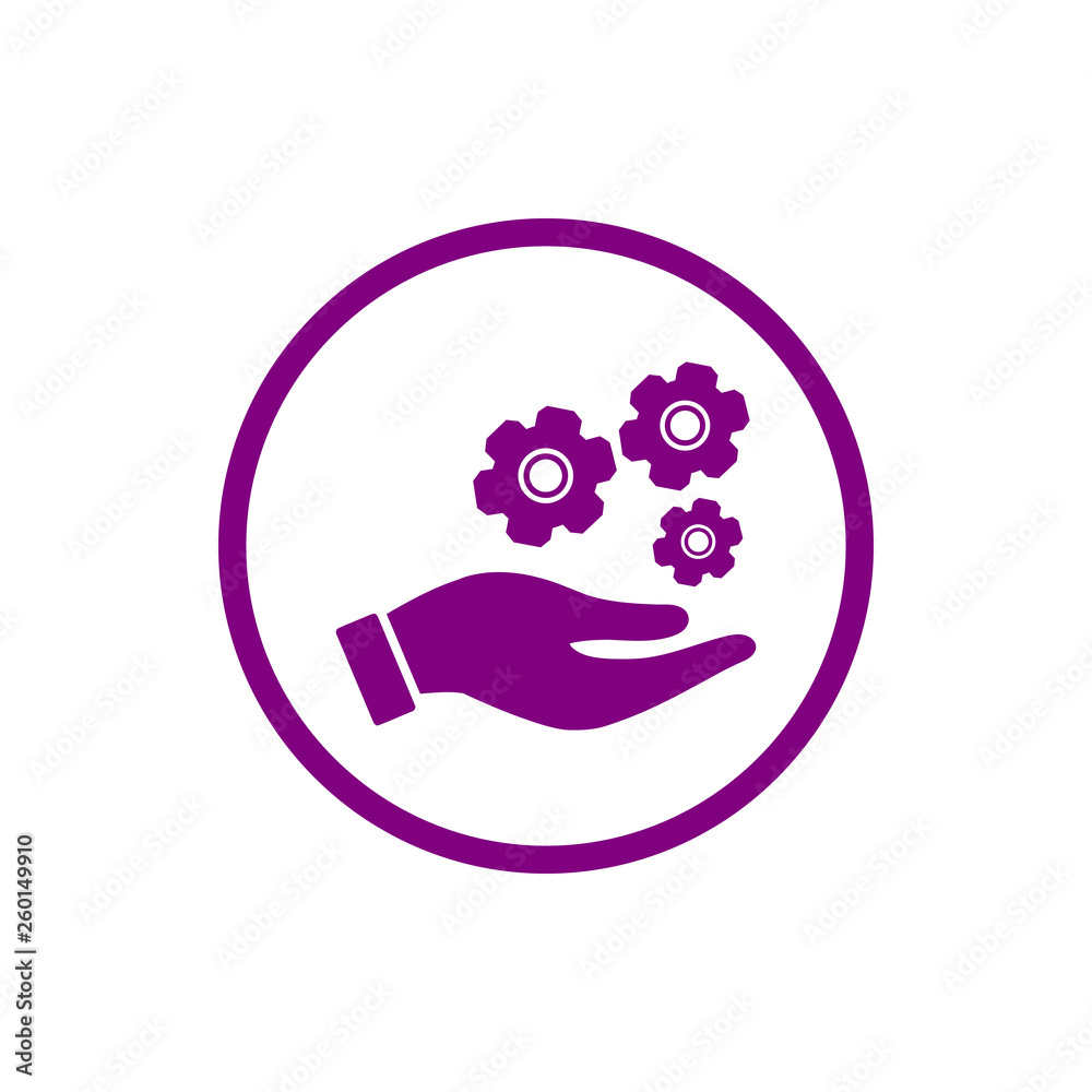 Wall mural business, develop,setting, innovation, creative idea management purple color icon