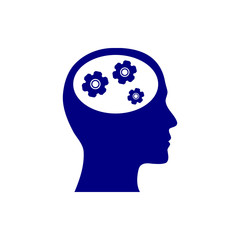 business, develop,setting, innovation, creative idea management  navy blue color icon
